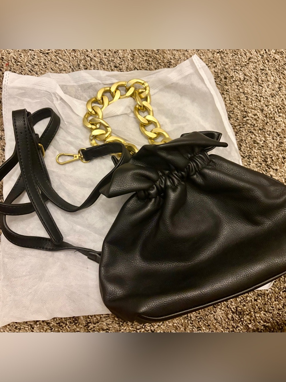 Urban Outfitters Black convertible Crossbody Pouch with Gold Chain Accent